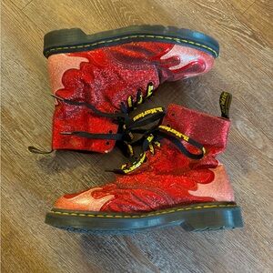 UK 9 US WOMENS 11 1460 PASCAL RED GLITTER FLAME DR. MARTENS